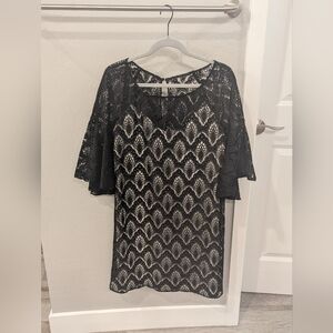 Black lace above knee dress